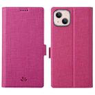 For iPhone 14 Plus ViLi K Series Dual-side Buckle Magsafe Leather Phone Case(Rose Red) - 1