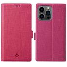 For iPhone 14 Pro ViLi K Series Dual-side Buckle Magsafe Leather Phone Case(Rose Red) - 1