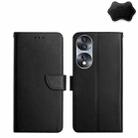 For Honor 70 Genuine Leather Fingerprint-proof Horizontal Flip Phone Case(Black) - 1