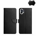 For Nothing Phone 1 Genuine Leather Fingerprint-proof Horizontal Flip Phone Case(Black) - 1