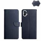 For Nothing Phone 1 Genuine Leather Fingerprint-proof Horizontal Flip Phone Case(Blue) - 1