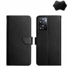 For OPPO A57 4G/A77 4G/Realme Narzo 50 5G/Realme V23 Genuine Leather Fingerprint-proof Horizontal Flip Phone Case(Black) - 1