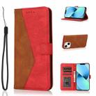 For iPhone 14 Dual-color Stitching Leather Phone Case (Brown Red) - 1