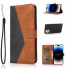 For iPhone 14 Pro Max Dual-color Stitching Leather Phone Case (Black Brown) - 1