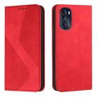 For Motorola Moto G 2022 Skin Feel Magnetic S-type Solid Color Leather Phone Case(Red) - 1