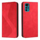 For Motorola Moto G22 Skin Feel Magnetic S-type Solid Color Leather Phone Case(Red) - 1