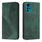 For Motorola Moto G22 Skin Feel Magnetic S-type Solid Color Leather Phone Case(Green) - 1