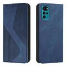 For Motorola Moto G22 Skin Feel Magnetic S-type Solid Color Leather Phone Case(Blue) - 1