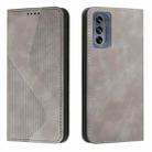 For Motorola Moto G62 5G Skin Feel Magnetic S-type Solid Color Leather Phone Case(Grey) - 1