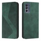 For Motorola Moto G62 5G Skin Feel Magnetic S-type Solid Color Leather Phone Case(Green) - 1