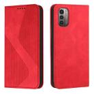 For Nokia G11 / G21 Skin Feel Magnetic S-type Solid Color Leather Phone Case(Red) - 1