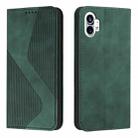 For Nothing Phone 1 Skin Feel Magnetic S-type Solid Color Leather Phone Case(Green) - 1