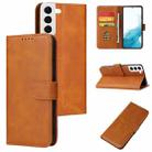 For Samsung Galaxy S22 5G Calf Texture Buckle Flip Leather Phone Case(Khaki) - 1