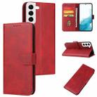 For Samsung Galaxy S22 5G Calf Texture Buckle Flip Leather Phone Case(Red) - 1