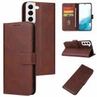 For Samsung Galaxy S22 5G Calf Texture Buckle Flip Leather Phone Case(Brown) - 1