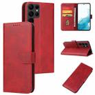 For Samsung Galaxy S22 Ultra 5G Calf Texture Buckle Flip Leather Phone Case(Red) - 1