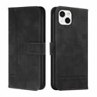 For iPhone 14 Retro Skin Feel Horizontal Flip Leather Phone Case (Black) - 1