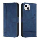 For iPhone 14 Retro Skin Feel Horizontal Flip Leather Phone Case (Blue) - 1
