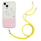 For iPhone 14 Bronzing Butterfly Flower TPU Phone Case with Lanyard (Butterfly) - 1