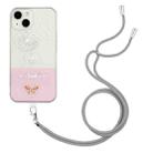 For iPhone 14 Bronzing Butterfly Flower TPU Phone Case with Lanyard (Dandelions) - 1