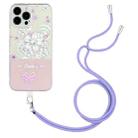 For iPhone 14 Pro Bronzing Butterfly Flower TPU Phone Case with Lanyard(Cherry Blossoms) - 1