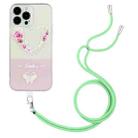 For iPhone 14 Pro Bronzing Butterfly Flower TPU Phone Case with Lanyard(Rose Heart) - 1