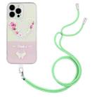 For iPhone 14 Pro Max Bronzing Butterfly Flower TPU Phone Case with Lanyard (Rose Heart) - 1