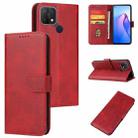 For OPPO A15 Calf Texture Buckle Flip Leather Phone Case(Red) - 1