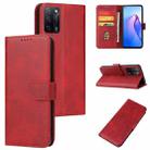 For OPPO A55 5G Calf Texture Buckle Flip Leather Phone Case(Red) - 1