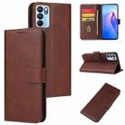 For OPPO Reno6 4G Calf Texture Buckle Flip Leather Phone Case(Brown) - 1