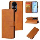 For Huawei P50 Calf Texture Buckle Flip Leather Phone Case(Khaki) - 1