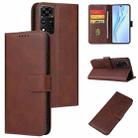 For Honor V40 5G Calf Texture Buckle Flip Leather Phone Case(Brown) - 1