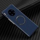 For Huawei Mate 30 Magnetic Magsafe Carbon Fiber Texture Shockproof Phone Case(Blue) - 1