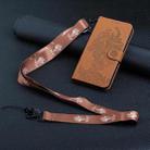 For iPhone 14 Plus Tiger Flower Embossing Lanyard Leather Phone Case (Brown) - 1