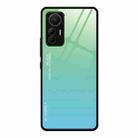 For Xiaomi 12 Lite Gradient Color Glass Case(Green Cyan) - 1