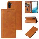 For Samsung Galaxy A13 5G Calf Texture Magnetic Flip Leather Phone Case(Khaki) - 1