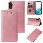 For Samsung Galaxy A13 5G Calf Texture Magnetic Flip Leather Phone Case(Rose Gold) - 1