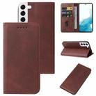 For Samsung Galaxy S22 5G Calf Texture Magnetic Flip Leather Phone Case(Brown) - 1