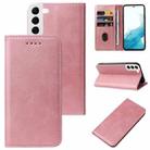 For Samsung Galaxy S22 5G Calf Texture Magnetic Flip Leather Phone Case(Rose Gold) - 1