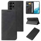 For Samsung Galaxy S22 Ultra 5G Calf Texture Magnetic Flip Leather Phone Case(Black) - 1