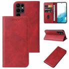 For Samsung Galaxy S22 Ultra 5G Calf Texture Magnetic Flip Leather Phone Case(Red) - 1