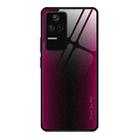 For Xiaomi Redmi K40S Texture Gradient Glass Protective Case(Rose Red) - 1