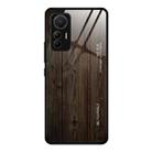 For Xiaomi 12 Lite Wood Grain Glass Protective Case(Black) - 1