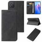 For OPPO A92s Calf Texture Magnetic Flip Leather Phone Case(Black) - 1