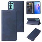 For OPPO Reno5 Calf Texture Magnetic Flip Leather Phone Case(Blue) - 1