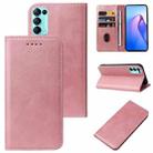 For OPPO Reno5 Calf Texture Magnetic Flip Leather Phone Case(Rose Gold) - 1
