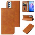 For OPPO Reno6 4G Calf Texture Magnetic Flip Leather Phone Case(Khaki) - 1