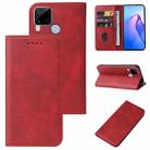 For Realme C15 Calf Texture Magnetic Flip Leather Phone Case(Red) - 1