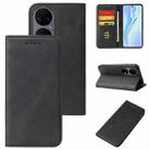 For Huawei P50 Calf Texture Magnetic Flip Leather Phone Case(Black) - 1