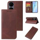 For Huawei P50 Calf Texture Magnetic Flip Leather Phone Case(Brown) - 1